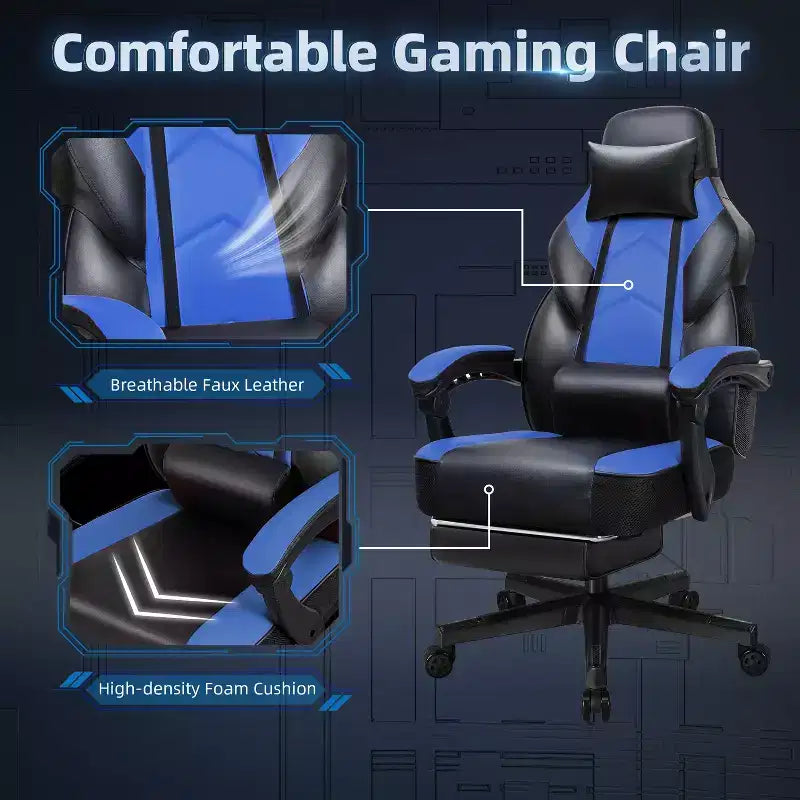 Celebalcony Gaming Chairs for Adults with Footrest, High Back, with Massage Lumbar Support, 360 Swivel Height Adjustable Computer Chairs