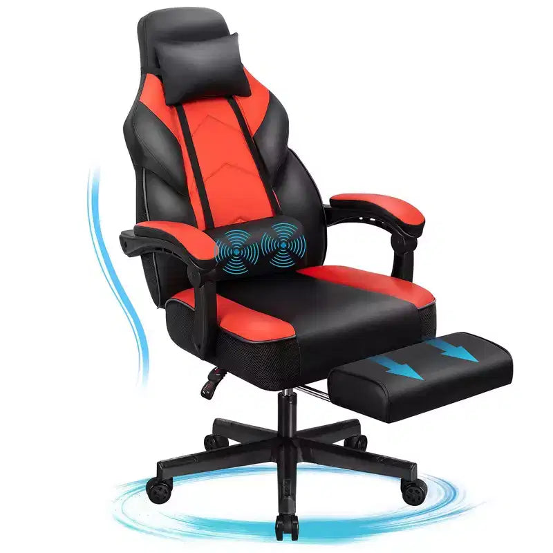 Celebalcony Gaming Chairs for Adults with Footrest, High Back, with Massage Lumbar Support, 360 Swivel Height Adjustable Computer Chairs