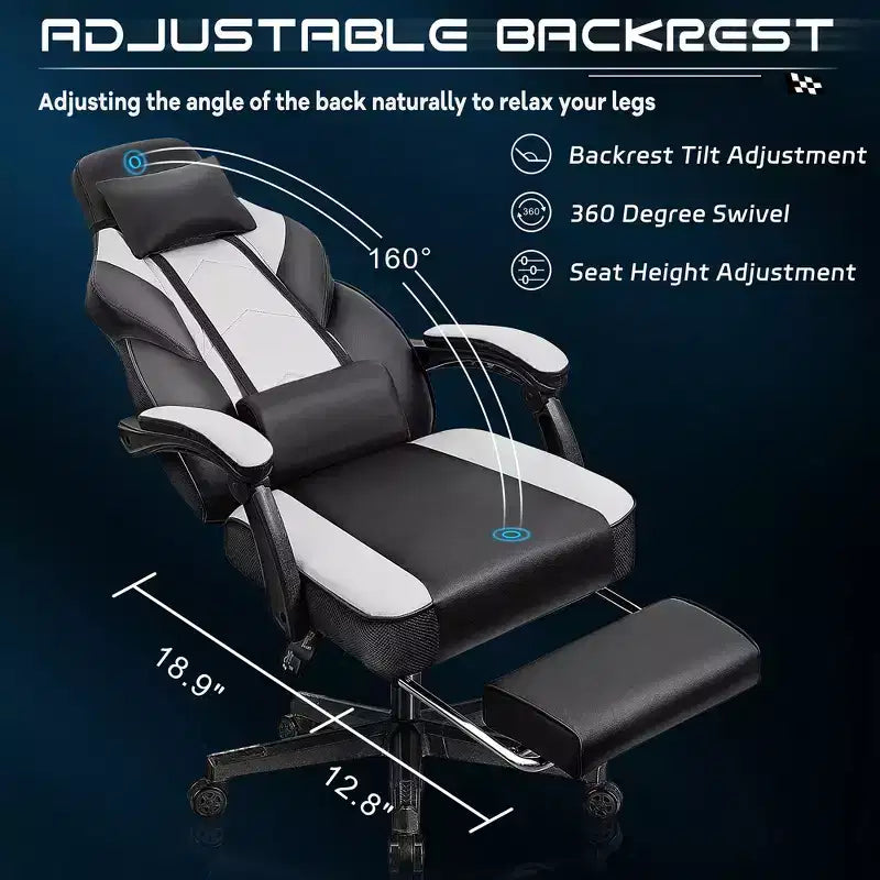 Celebalcony Gaming Chairs for Adults with Footrest, High Back, with Massage Lumbar Support, 360 Swivel Height Adjustable Computer Chairs