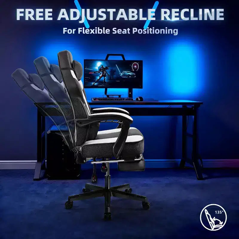 Celebalcony Gaming Chairs for Adults with Footrest, High Back, with Massage Lumbar Support, 360 Swivel Height Adjustable Computer Chairs