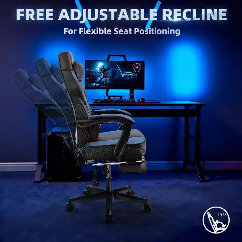 Celebalcony Gaming Chairs for Adults with Footrest, High Back, with Massage Lumbar Support, 360 Swivel Height Adjustable Computer Chairs