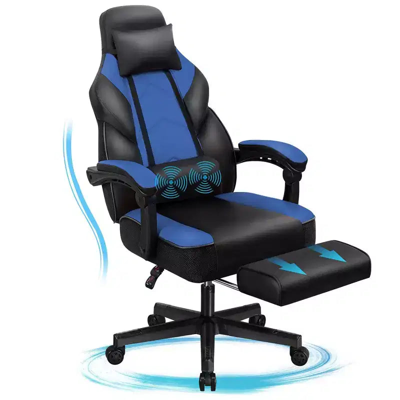 Celebalcony Gaming Chairs for Adults with Footrest, High Back, with Massage Lumbar Support, 360 Swivel Height Adjustable Computer Chairs