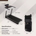 Gymax Folding Treadmill Max 3HP Walking Running Jogging Exercise Machine w/ LED Display Height Adjustable Handrail Dual Bluetooth Speaker
