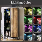 Hitow Mobile Espositore Illuminato a LED Libreria in Vetro con Ante in Legno Elegante Mobile Contenitore per Decorazioni e Libri Armadietto Autoportante