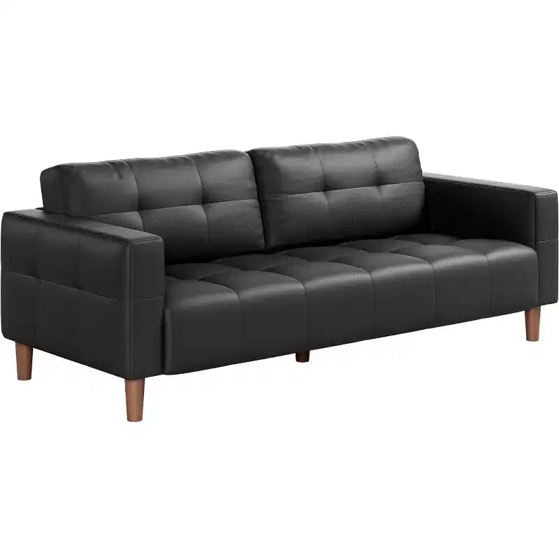 Acekool Faux Leather 83 3-Seater Sofa Couch, Modern Deep Seat Sofa with Spring Cushions for Living Room or Office