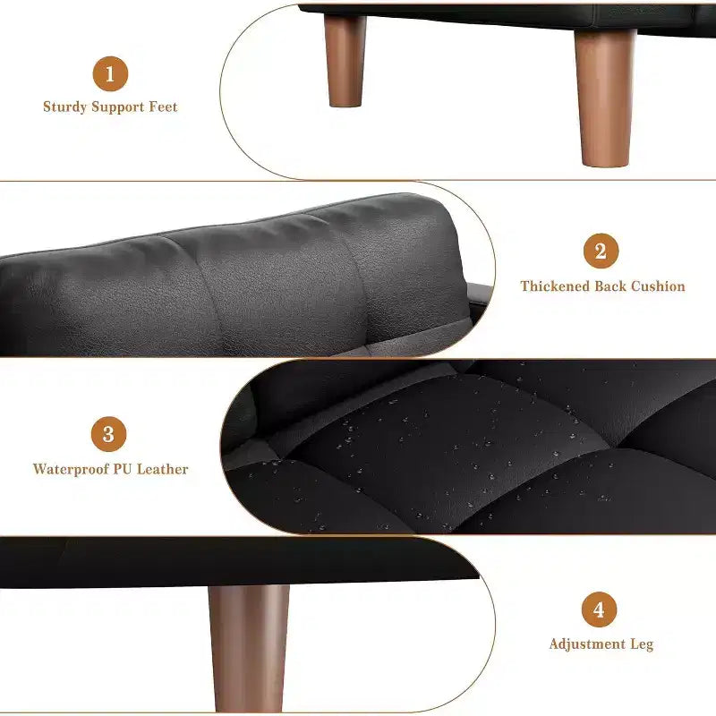 Acekool Faux Leather 83 3-Seater Sofa Couch, Modern Deep Seat Sofa with Spring Cushions for Living Room or Office