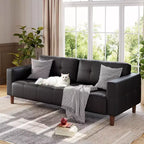 Acekool Faux Leather 83 3-Seater Sofa Couch, Modern Deep Seat Sofa with Spring Cushions for Living Room or Office