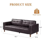 Acekool Faux Leather 83 3-Seater Sofa Couch, Modern Deep Seat Sofa with Spring Cushions for Living Room or Office