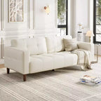 Acekool Faux Leather 83 3-Seater Sofa Couch, Modern Deep Seat Sofa with Spring Cushions for Living Room or Office