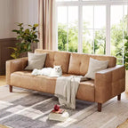 Acekool Faux Leather 83 3-Seater Sofa Couch, Modern Deep Seat Sofa with Spring Cushions for Living Room or Office