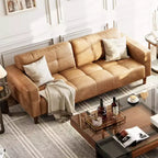 Acekool Faux Leather 83 3-Seater Sofa Couch, Modern Deep Seat Sofa with Spring Cushions for Living Room or Office
