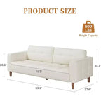 Acekool Faux Leather 83 3-Seater Sofa Couch, Modern Deep Seat Sofa with Spring Cushions for Living Room or Office