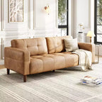 Acekool Faux Leather 83 3-Seater Sofa Couch, Modern Deep Seat Sofa with Spring Cushions for Living Room or Office