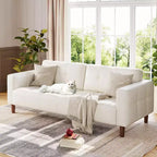 Acekool Faux Leather 83 3-Seater Sofa Couch, Modern Deep Seat Sofa with Spring Cushions for Living Room or Office