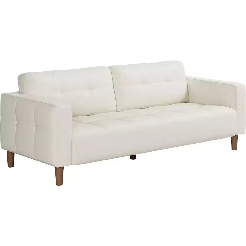 Acekool Faux Leather 83 3-Seater Sofa Couch, Modern Deep Seat Sofa with Spring Cushions for Living Room or Office