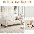 Acekool Faux Leather 83 3-Seater Sofa Couch, Modern Deep Seat Sofa with Spring Cushions for Living Room or Office
