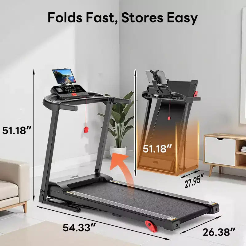 Tapis Roulant da 3,25 HP in Offerta per la Casa, Tapis Roulant Elettrico con Capacità di 136 kg, Tapis Roulant Pieghevole con Inclinazione, Macchina da Corsa con 64 Programmi Preimpostati