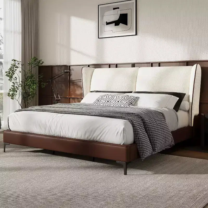 Christopher Knight Home Zewa Letto a piattaforma moderno in similpelle king size con testiera ad ala Teddy