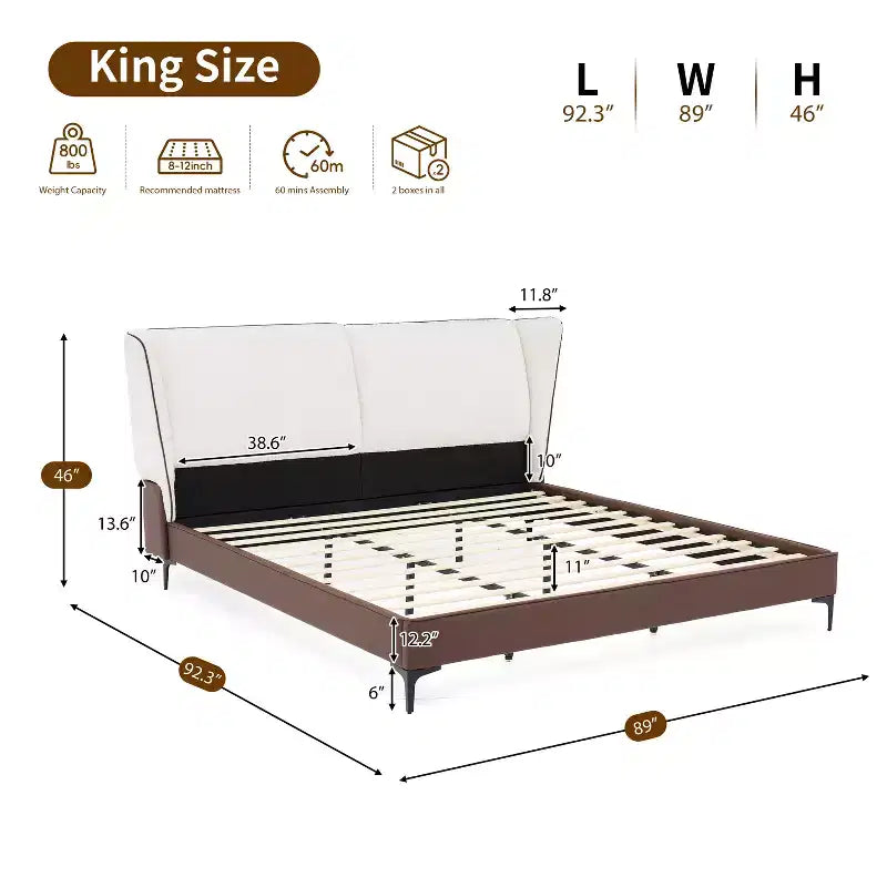 Christopher Knight Home Zewa Letto a piattaforma moderno in similpelle king size con testiera ad ala Teddy