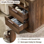 TUYOHW Fluted Nightstand with Charging Station,Modern Bedside Table with 2 Drawers & Open Self,End Table for Living Room,Bedroom,Home Office