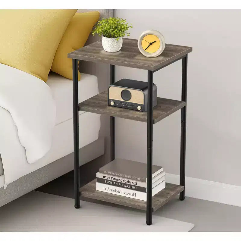 TUYOHW Comodino a 3 ripiani con piedini regolabili, 1 pz/2 pz Tavolino compatto con ripiani portaoggetti, Tavolino da notte per soggiorno, camera da letto, bagno