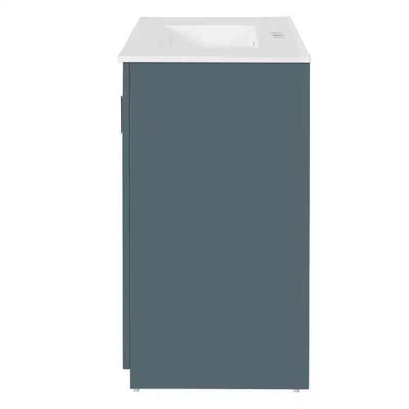 Mobile Bagno da 90 cm con Lavabo, Mobiletto a Terra con Cassetti e Ante a Chiusura Ammortizzata, Mobile da Bagno Singolo in Legno