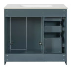 Mobile Bagno da 90 cm con Lavabo, Mobiletto a Terra con Cassetti e Ante a Chiusura Ammortizzata, Mobile da Bagno Singolo in Legno