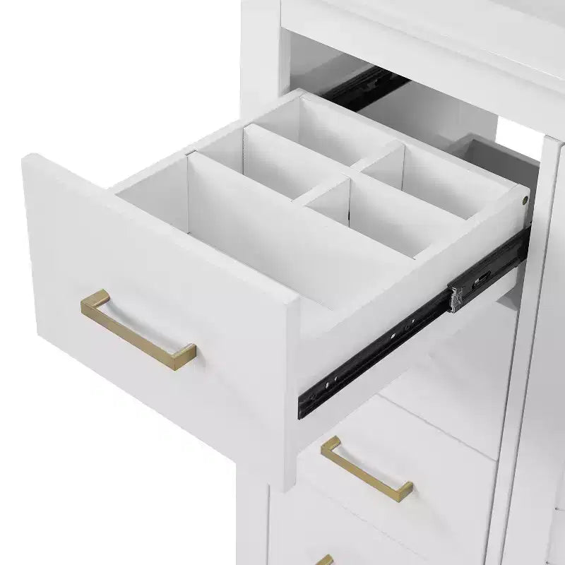 Mobile Bagno da 90 cm con Lavabo, Mobiletto a Terra con Cassetti e Ante a Chiusura Ammortizzata, Mobile da Bagno Singolo in Legno