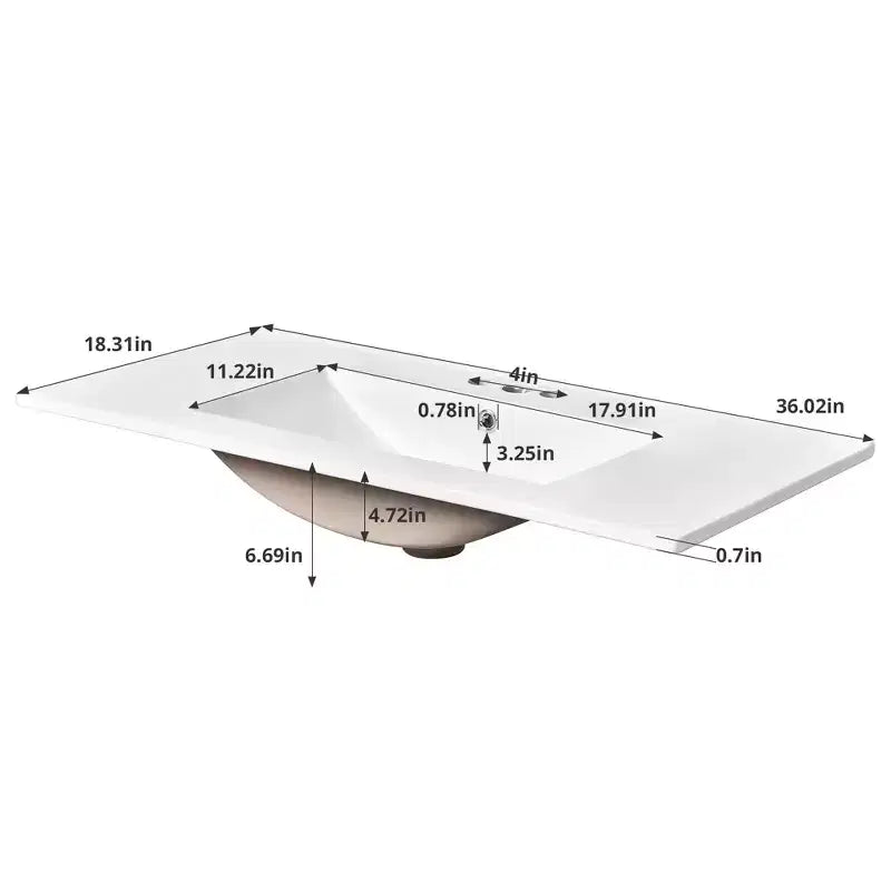 Mobile Bagno da 90 cm con Lavabo, Mobiletto a Terra con Cassetti e Ante a Chiusura Ammortizzata, Mobile da Bagno Singolo in Legno