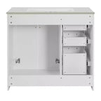 Mobile Bagno da 90 cm con Lavabo, Mobiletto a Terra con Cassetti e Ante a Chiusura Ammortizzata, Mobile da Bagno Singolo in Legno
