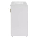 Mobile Bagno da 90 cm con Lavabo, Mobiletto a Terra con Cassetti e Ante a Chiusura Ammortizzata, Mobile da Bagno Singolo in Legno
