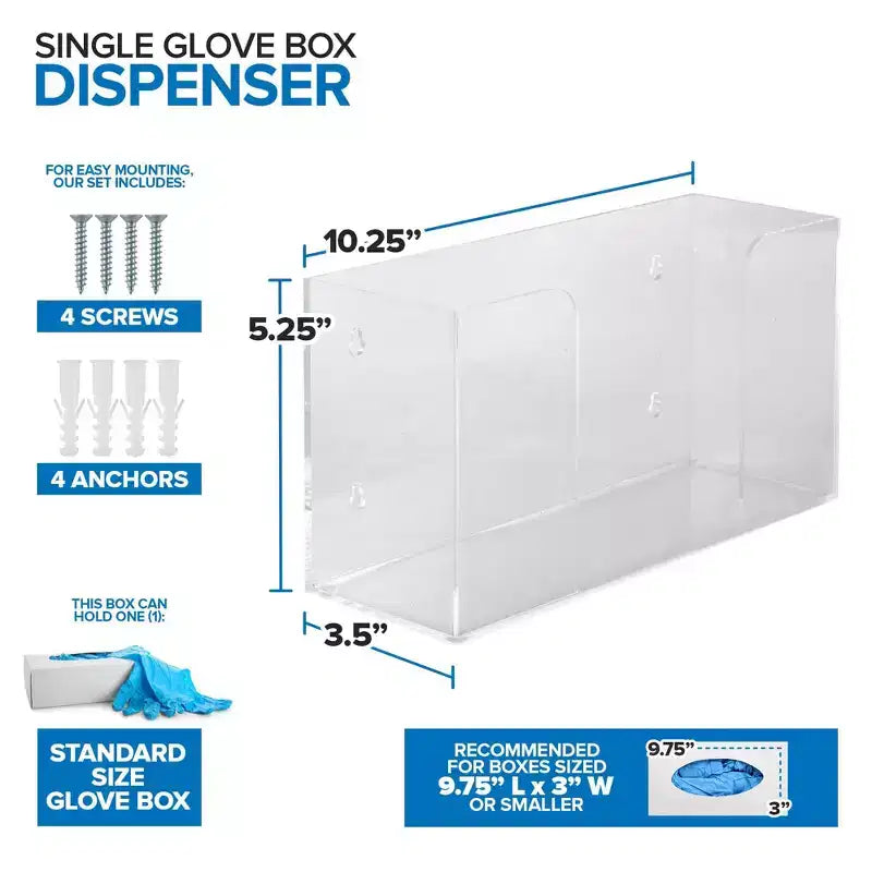 Stock Your Home Acrylic Wall Mount Single Gloves or Tissue Box Dispenser