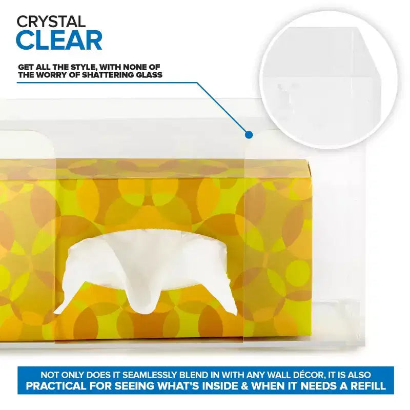 Stock Your Home Acrylic Wall Mount Single Gloves or Tissue Box Dispenser