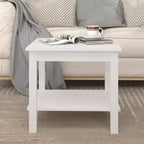 vidaXL Coffee Table White Solid Pine Wood - 19.7 x 19.7 x 17.7