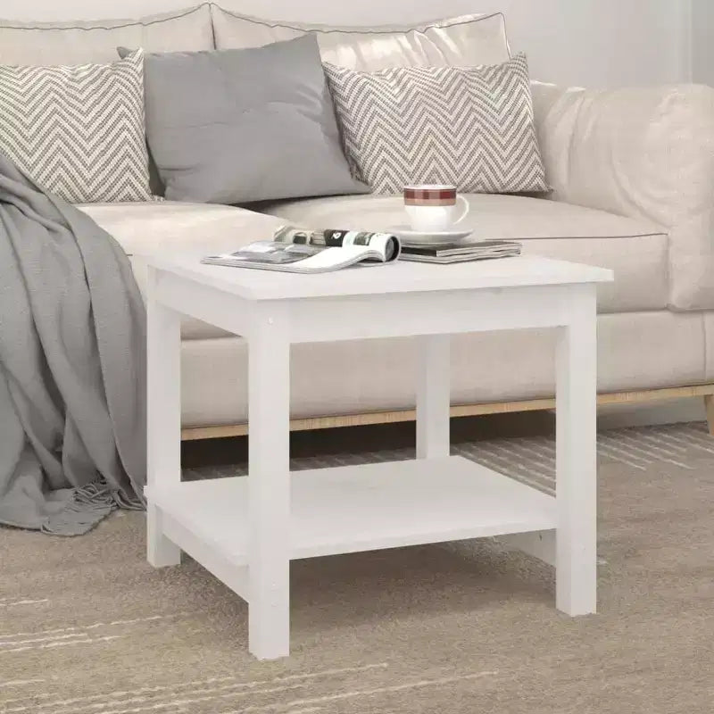 vidaXL Coffee Table White Solid Pine Wood - 19.7 x 19.7 x 17.7