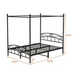 Bellemave Struttura Letto con Baldacchino in Metallo Durevole con Struttura Stabile e Supporto Silenzioso, Nero