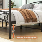 Bellemave Struttura Letto con Baldacchino in Metallo Durevole con Struttura Stabile e Supporto Silenzioso, Nero