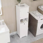 Mobile Lavanderia Inclinabile, Mobile Lavanderia Nascosto con Scomparto e Ripiano Inferiore Inclinabile, Organizer Alto da Bagno Bianco