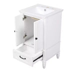 20 Small Bathroom Vanity Sink Combo with Storage , Wood Bathroom Floor Cabinet with Drawers and Doors, White