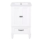 20 Small Bathroom Vanity Sink Combo with Storage , Wood Bathroom Floor Cabinet with Drawers and Doors, White