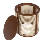 Round Rattan Side Table Rubber Solid Wood Accent Table, 15.7 End Table - ModernLuxe