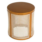 Round Rattan Side Table Rubber Solid Wood Accent Table, 15.7 End Table - ModernLuxe