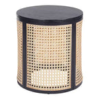 Round Rattan Side Table Rubber Solid Wood Accent Table, 15.7 End Table - ModernLuxe