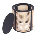 Round Rattan Side Table Rubber Solid Wood Accent Table, 15.7 End Table - ModernLuxe