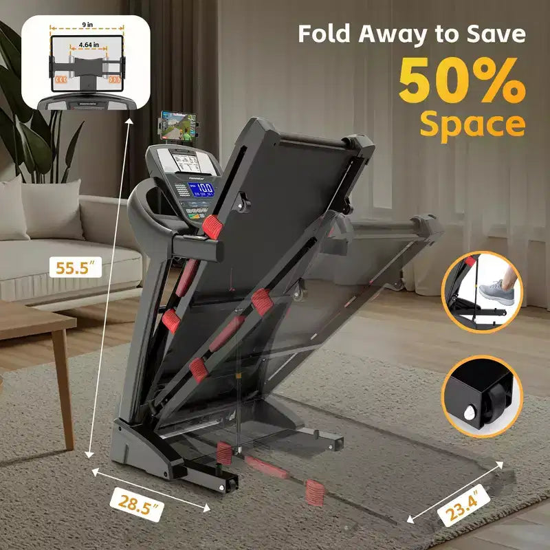 Treadmll for Home, 5.1HP Treadmill with 20% Incline, Treadmills with 400lbs Weight Capacity, 12MPH Treadmill with 64 Preset Programs, Home&Office&Gym