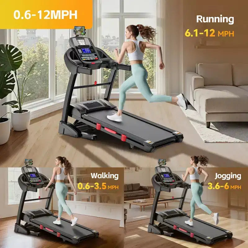 Treadmll for Home, 5.1HP Treadmill with 20% Incline, Treadmills with 400lbs Weight Capacity, 12MPH Treadmill with 64 Preset Programs, Home&Office&Gym
