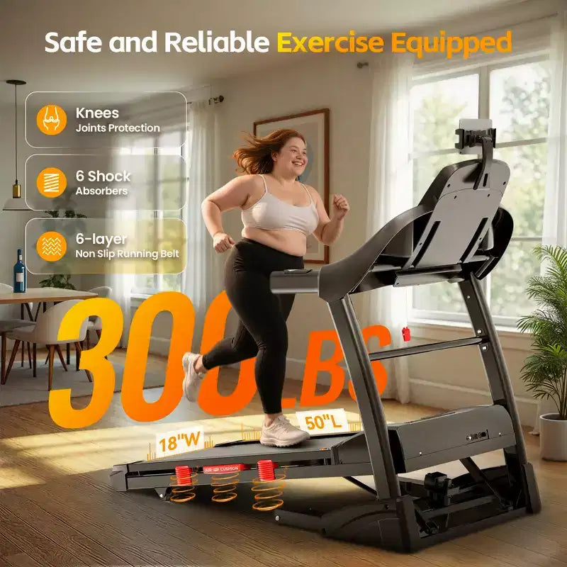 Treadmll for Home, 5.1HP Treadmill with 20% Incline, Treadmills with 400lbs Weight Capacity, 12MPH Treadmill with 64 Preset Programs, Home&Office&Gym