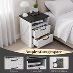 Farmhouse Nightstand -Night Stand White, Bed Side Tables Bedroom , Industrial White End Table, Sturdy Engineered Wood
