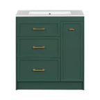 30 Small Bathroom Vanity Sink Combo with Storage , Bathroom Floor Cabinet with Drawers for Small Space, Green
