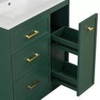 30 Small Bathroom Vanity Sink Combo with Storage , Bathroom Floor Cabinet with Drawers for Small Space, Green